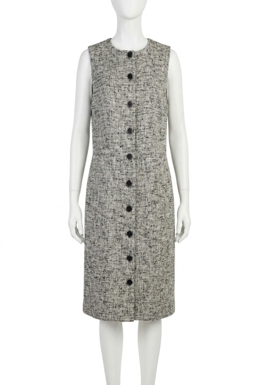 NEW LAFAYETTE 148 women's linen-blend sleeveless button front dress in grey